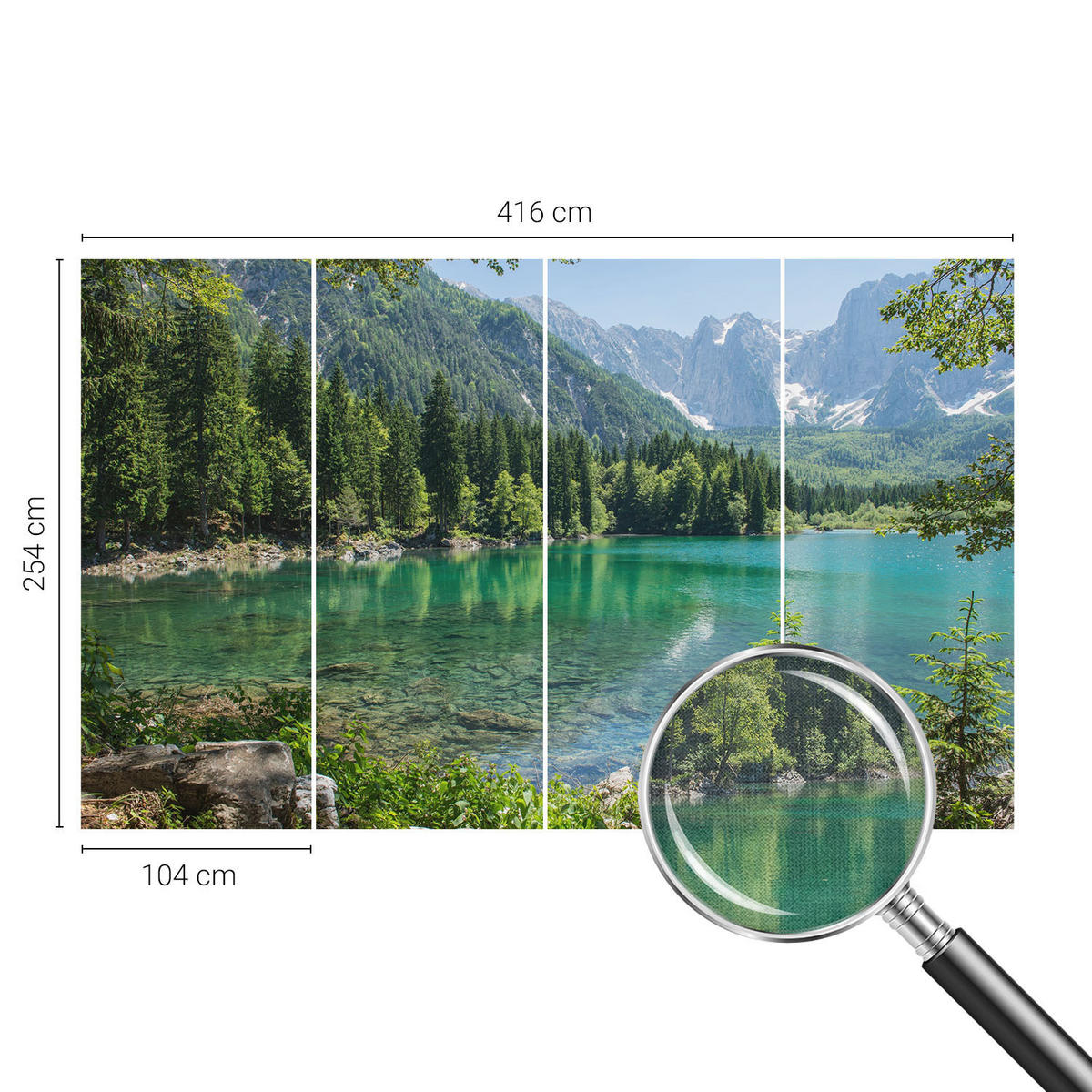 FOTOTAPETE 416x254 cm - Grüner See - Grün, Textil (416/254cm) - Wallfluent