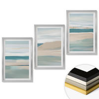 WANDBILDER 3er Set - 40x60 cm Silberner Rahmen - Abstrakte blaue Landschaften - Silberfarben, Kunststoff (40/60cm) - ArtPrintCave