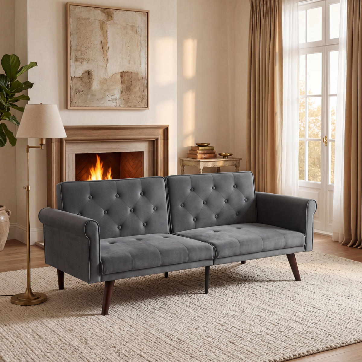 SCHLAFSOFA DE-34676 2-in-1 mit verstellbarer Lehne Grau - Grau, Metall (89/70/172cm) - ComfortXL