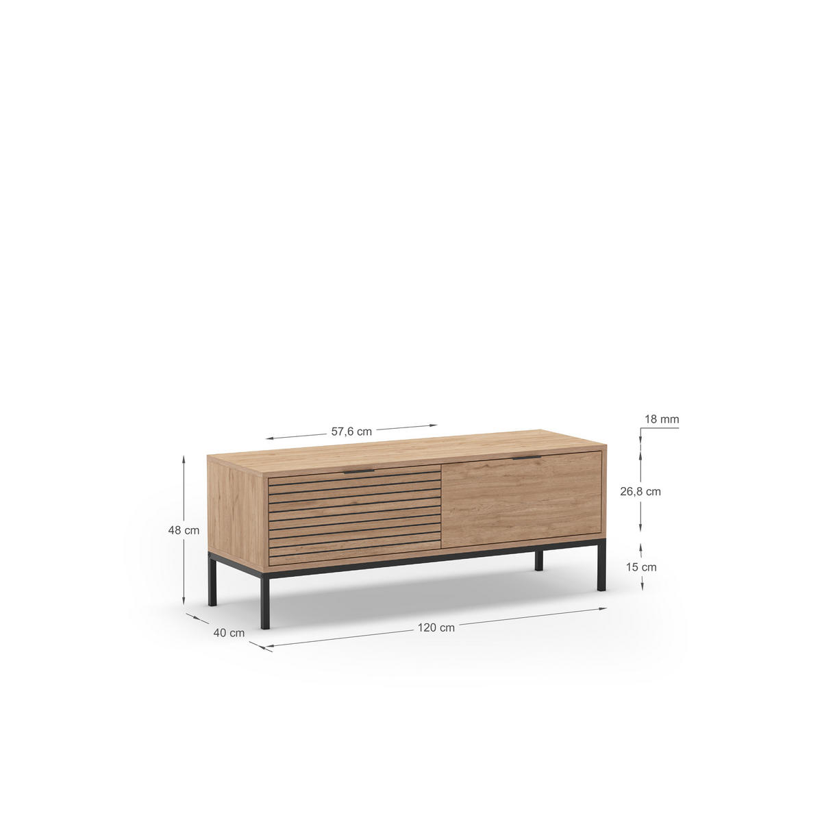 TV-STÄNDER Ariel Braun 120/40/48 cm - Braun, Holz (40/48/120cm) - Calicosy