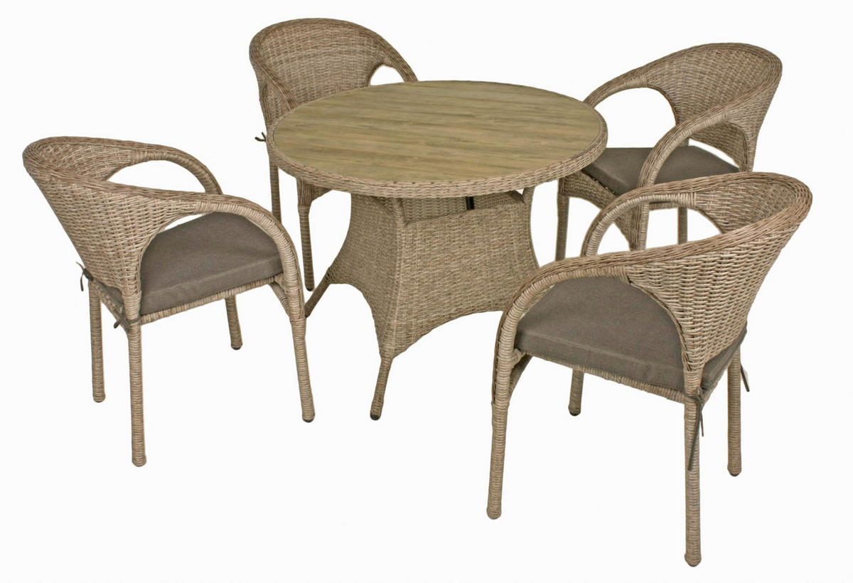 GARTEN-SITZGRUPPE Oslo 5-teilig Gartenmöbel-Set - Braun, Kunststoff - DELUKE