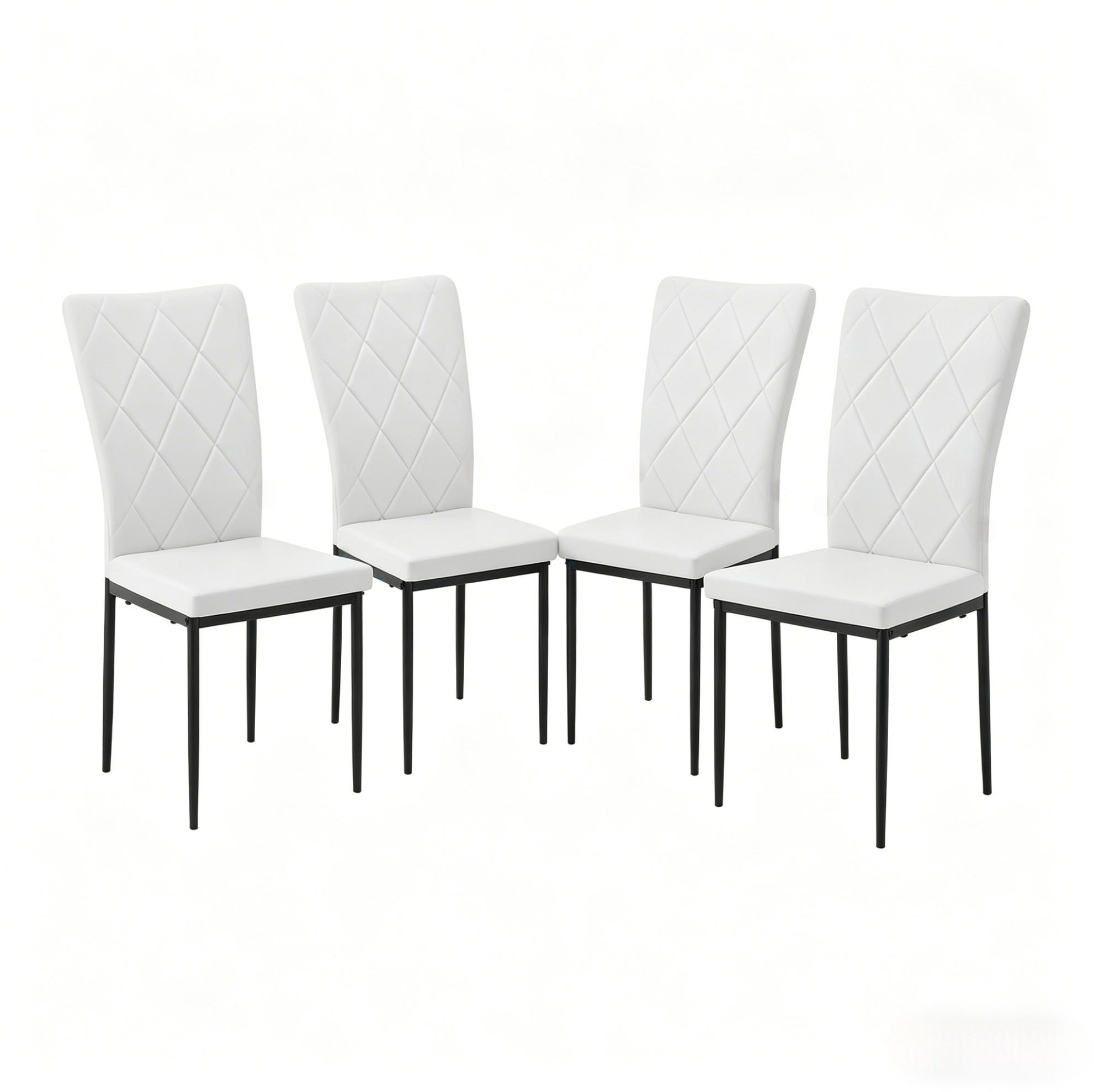 ESSSTUHL 4er-Set mit hoher Rückenlehne Schwarz/Weiß 42 x 94,5 x 59 cm - Schwarz, Metall (42.5/94.5/40.2cm) - Meubliv