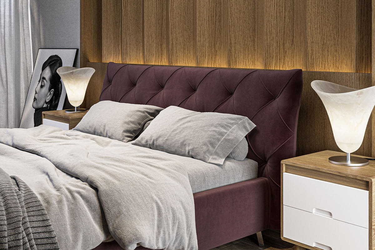 POLSTERBETT ANNY Violett Massivholz - Violett, Textil (180/200cm) - KAWOLA