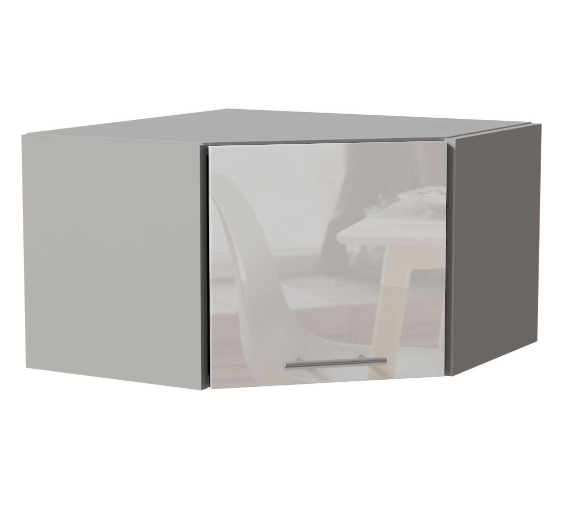 Feldmann-Wohnen Eckhängeschrank Weiß Hochglanz, Grau 60x36x60 cm