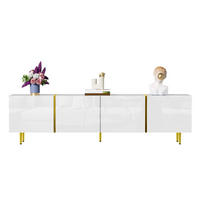 TV-SCHRANK mit 4 Türen 170 cm MDF Weiß Hochglanz - Weiß, Holzwerkstoff (35/46/170cm) - Beauniv
