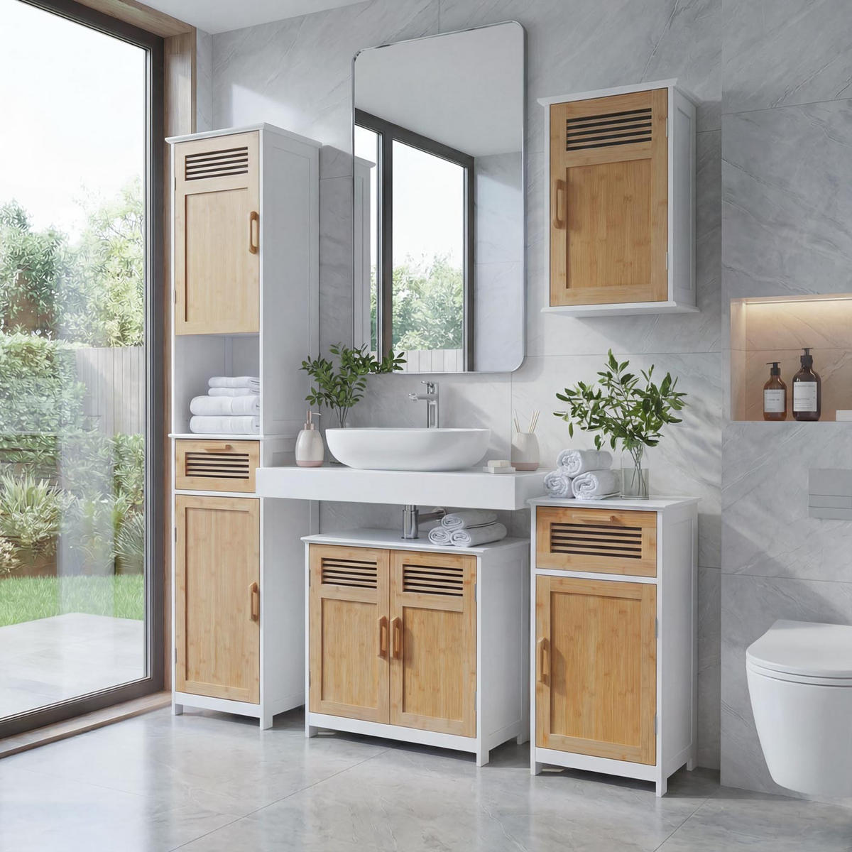 BADMÖBEL Braun 4-tlg.-Set - Braun, Holz (40/180/31cm) - MCW