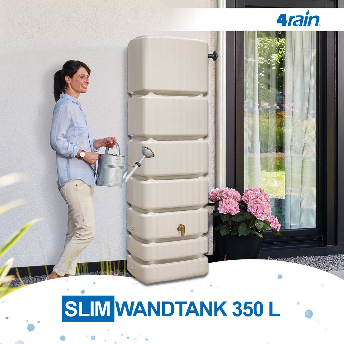 WANDTANK 350 L, sandbeige - Beige, Kunststoff (60/184/39cm) - 4rain