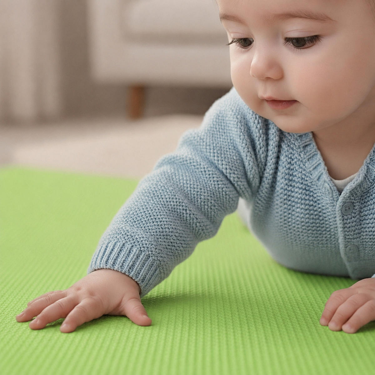SPIELMATTE ab Null - 90 cm Baby Puzzlematte Grün - Grün, Kunststoff (30/30cm) - Littletom