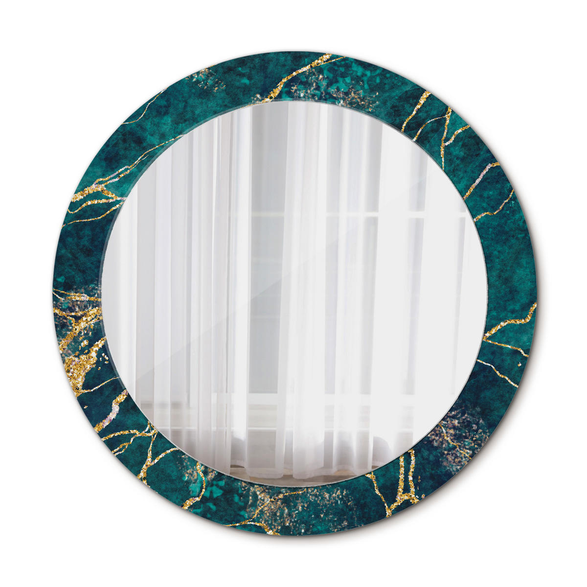 SPIEGEL Ø70 cm Rund mit Aufdruck - Türkis, Glas (70/70/0.4cm) - TULUP
