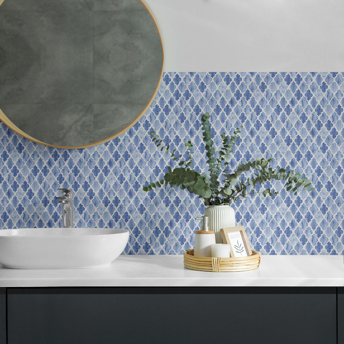 WANDPANEEL 20 Stück 20x20 cm selbstklebend Zanthor - Blau, Kunststoff (20/1.6/20cm) - Wallfluent