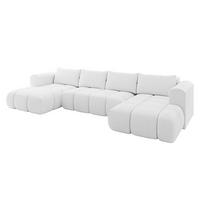 WOHNLANDSCHAFT Ottomane Links CLOUD-U 414x180x40 Weiß Bouclé - Weiß, Holzwerkstoff/Kunststoff (414/90/180cm) - ALTDECOR