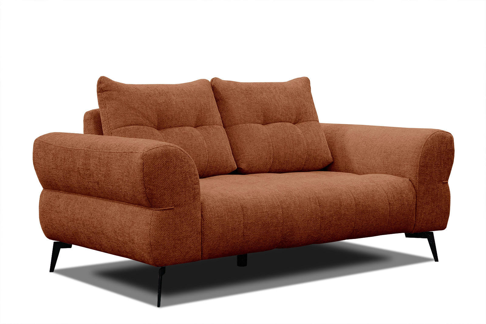 SOFA SALVINI 2-Sitzer, dunkelorange - Dunkelorange/Schwarz, Holzwerkstoff/Textil (176/88/99cm) - Courtois Laville