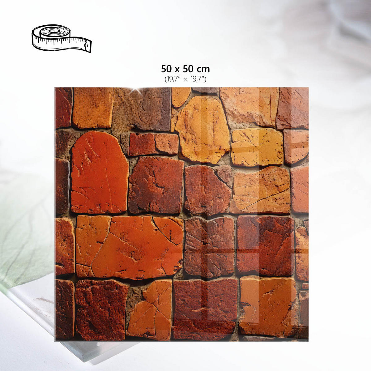 TISCHPLATTE 50x50 cm – Steinmosaik - Braun, Glas (50/50/0.4cm) - Wallfluent