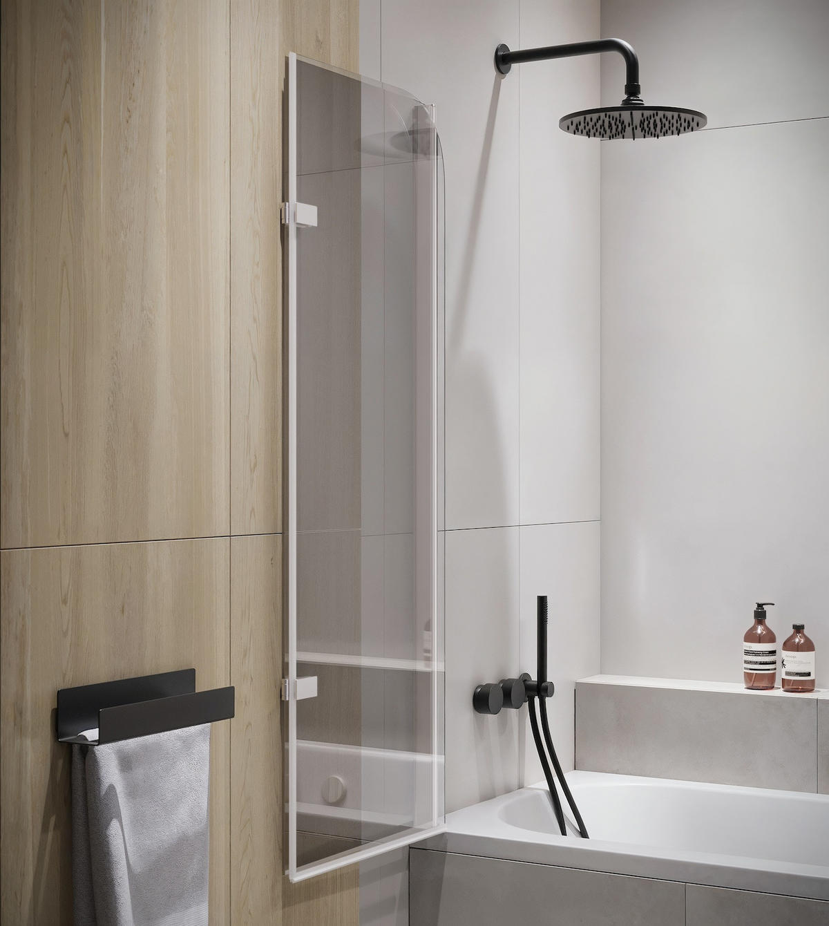 BADEWANNE Austin 2 Teile cm Chrom - 110 x 140 cm - Chromfarben, Glas (110/140cm) - Badplaats