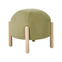 HOCKER Samtstoff Olivgrün Grün Helen - Hellbraun, Textil (40/38/40cm) - Beliani