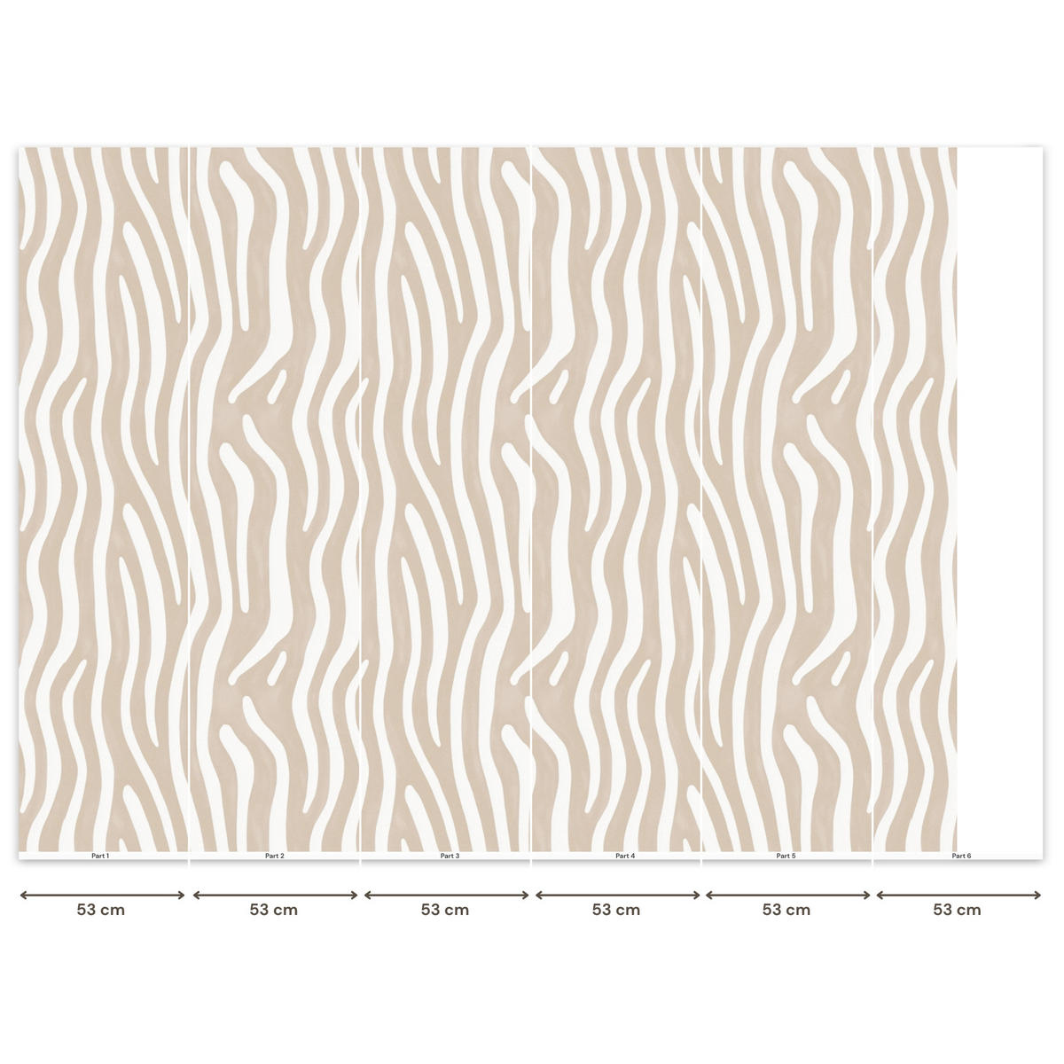 TAPETE - Abstrakt - Zebra - Beige - 260x200 cm - Beige, Papier (260/200cm) - OnlyWow