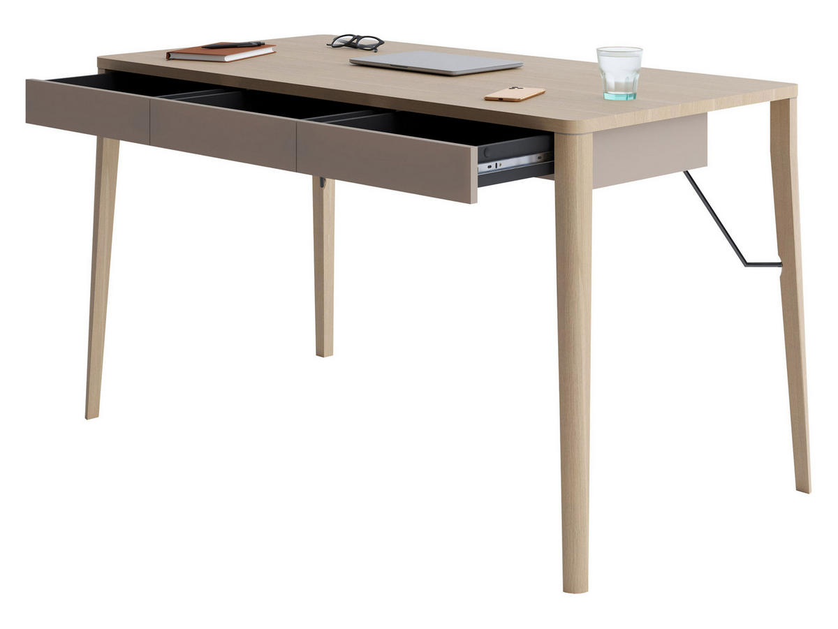 SCHREIBTISCH Match 3S MK01 - Eichefarben/Beige, Holz/Holzwerkstoff (71/139/77cm) - MIRJAN24