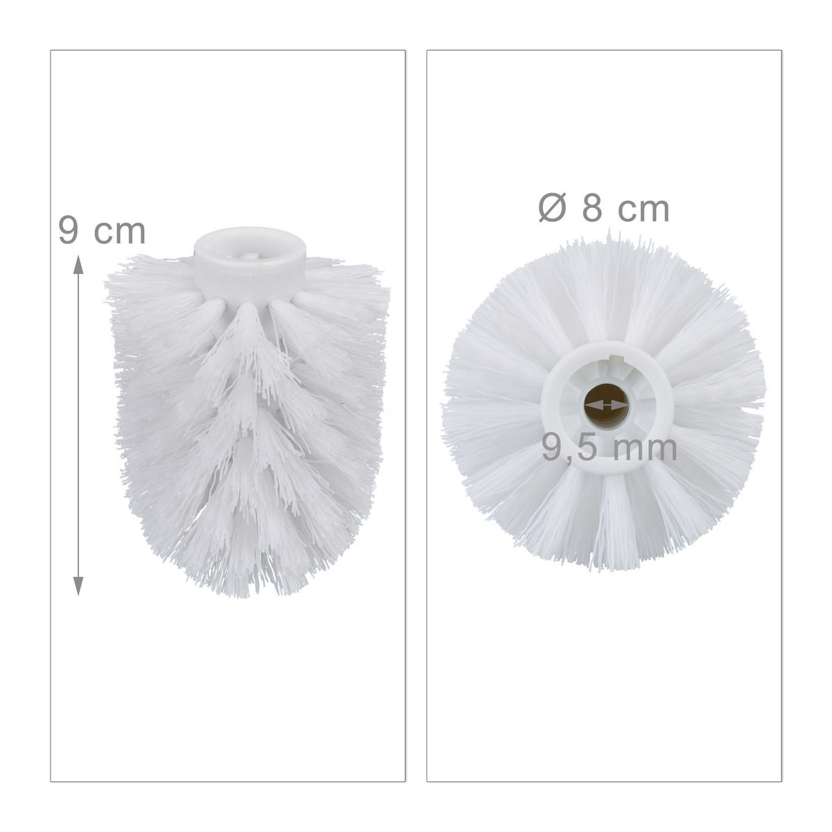 HLAVA kefky 9,5 mm - biela, plast (8/9cm) - Relaxdays