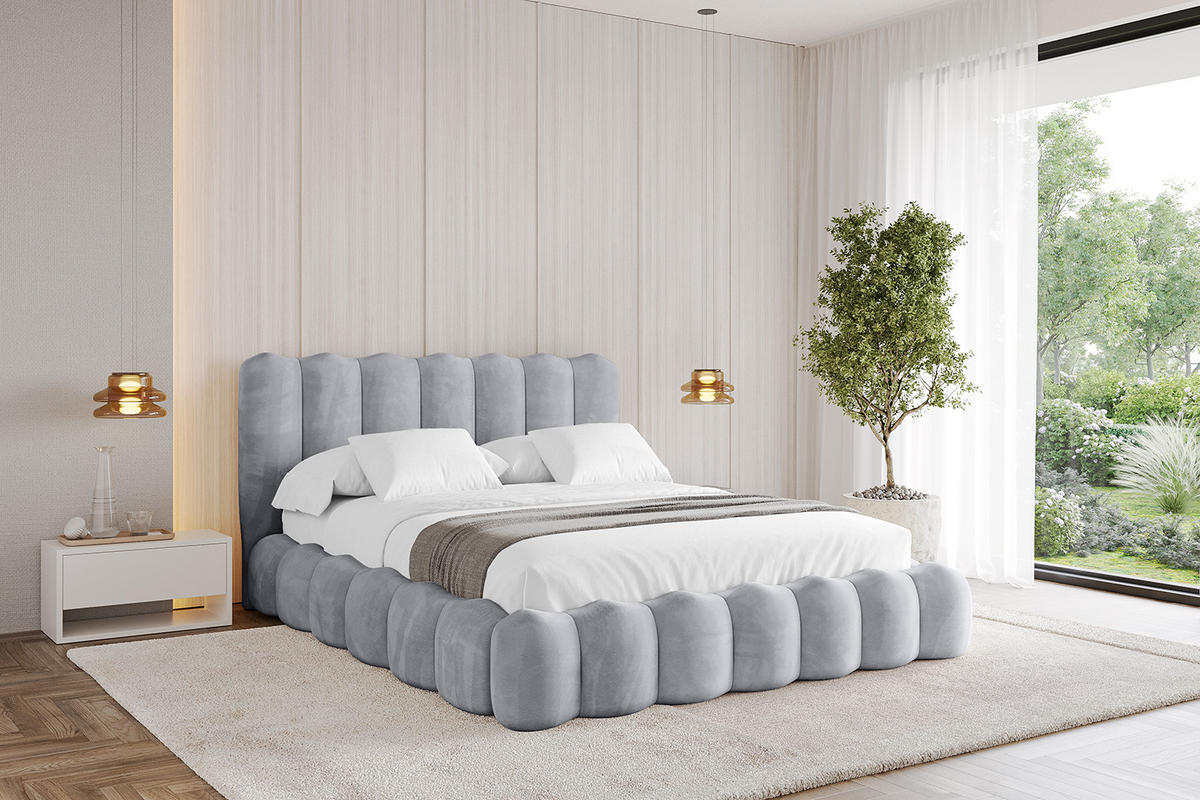 POLSTERBETT mit Bettkasten und Lattenrost, Boxbett ohne Matratze - SORA 180x200 Hellgrau - Hellgrau, Holzwerkstoff/Textil (180/200cm) - ALTDECOR