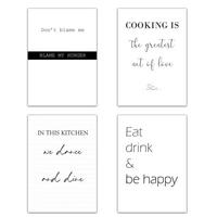 POSTER Set mit 4 Küchenzitate, Nachrichten A3 Weißer Rahmen - Weiß, Papier (29.7/3cm) - Nacnic