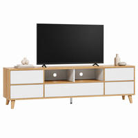 TV-ELEMENT mit 4 Türen 175 x 37 x 51 cm MDF Weiß und Holzoptik - Weiß, Holzwerkstoff (37/51/175cm) - Beauniv
