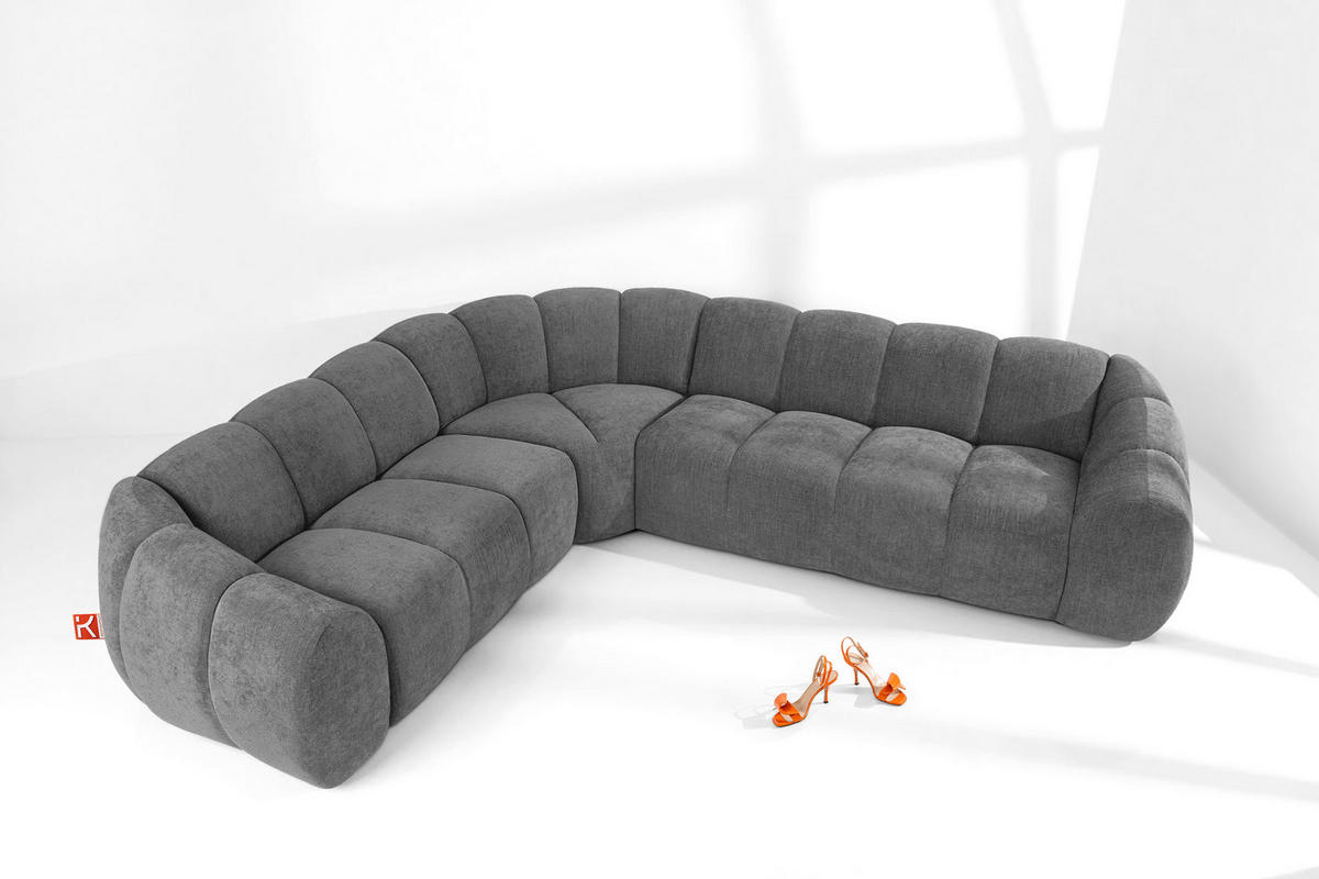 ECKSOFA LINKS FLAVA, Aschgrau - Grau, Holz/Holzwerkstoff (310/270cm) - KONSIMO®