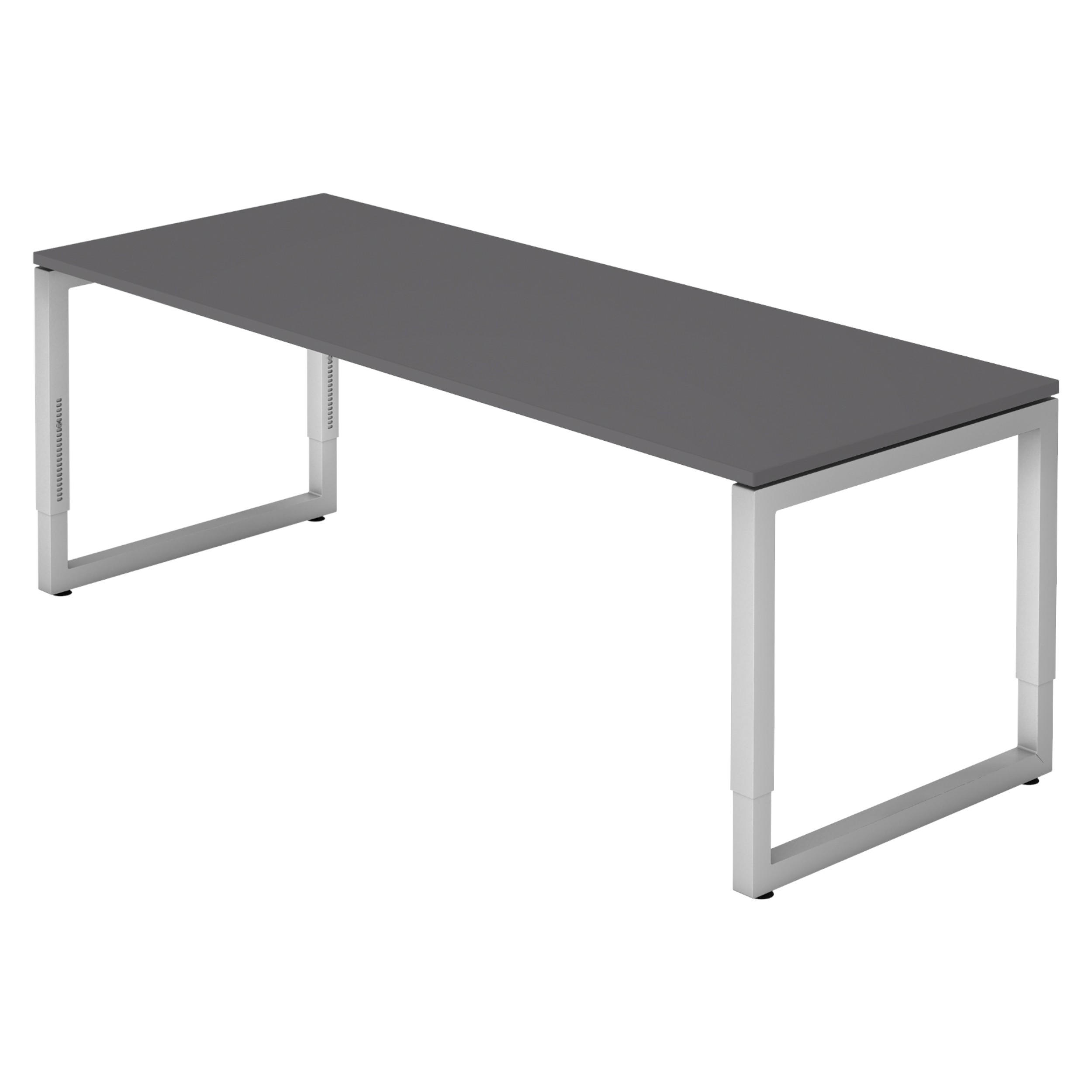 bümö Schreibtisch Graphit, Silber 200x74x80 cm