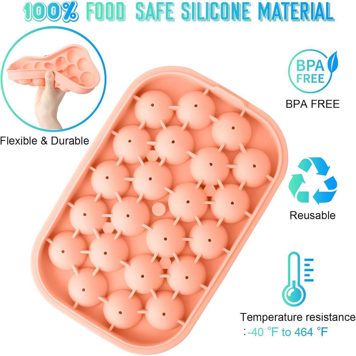 EISWÜRFELFORM Silikon Rund 2er Set Rosa - Rosa, Kunststoff (12/3.8/20cm)