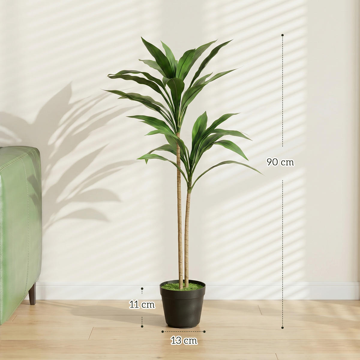 KUNSTBAUM Grün realistisch mit Topf 29 Blätter 90 cm - Grün, Kunststoff (90cm) - PANGIVO