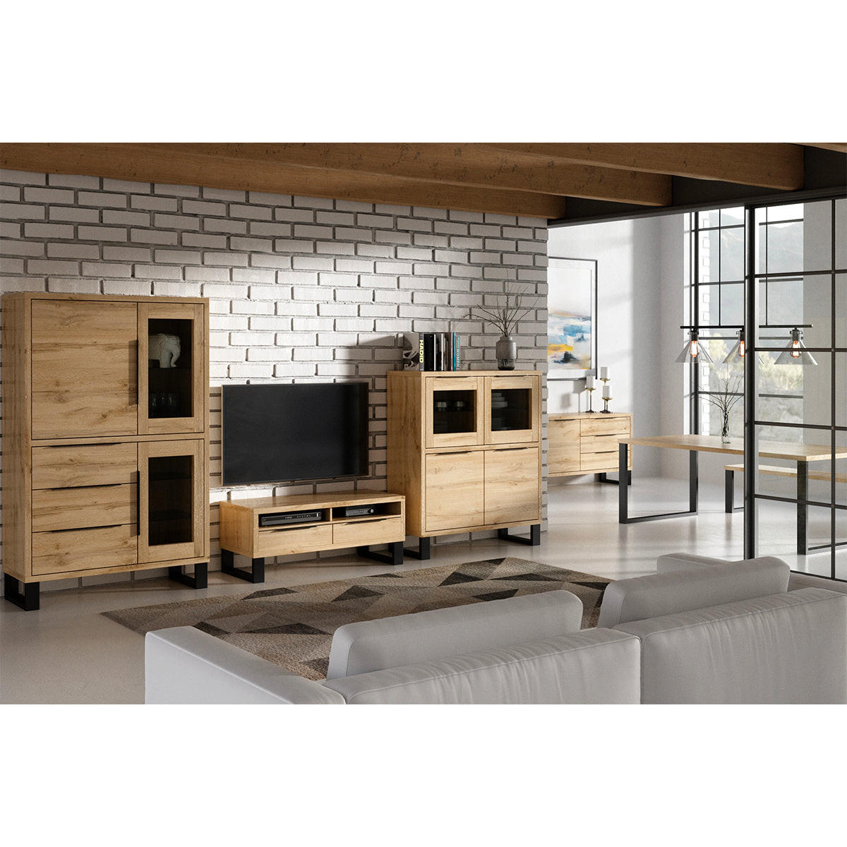 TV-MÖBEL Eden Holz und Metall - Braun, Holzwerkstoff (124/50/50cm) - Petits-meubles