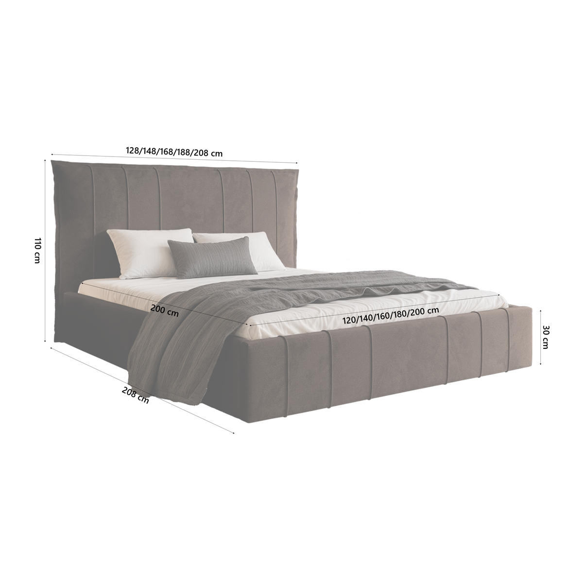 POLSTERBETT ACATE 200x200 cm, Braun - Braun, Textil (200/200cm) - Fedve