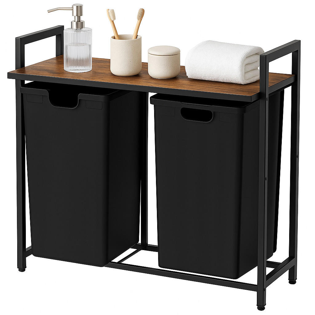 WÄSCHEKORB, schwarz 73x33x72 cm - Schwarz, Holzwerkstoff (73/72/33cm)