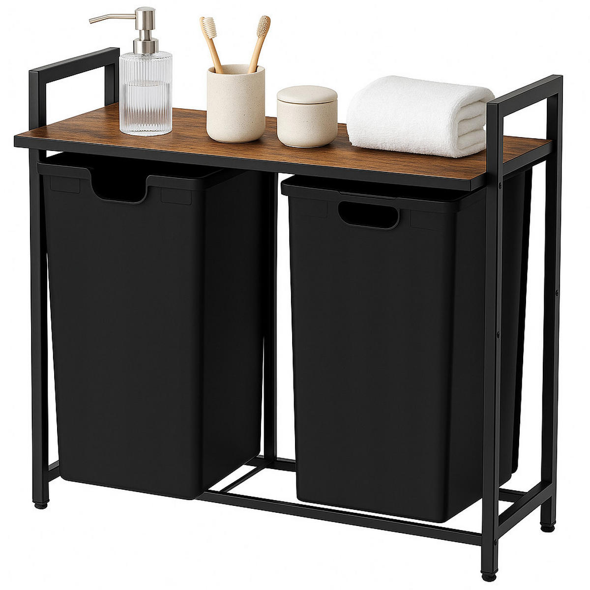 WÄSCHEKORB, schwarz 73x33x72 cm - Schwarz, Holzwerkstoff (73/72/33cm)