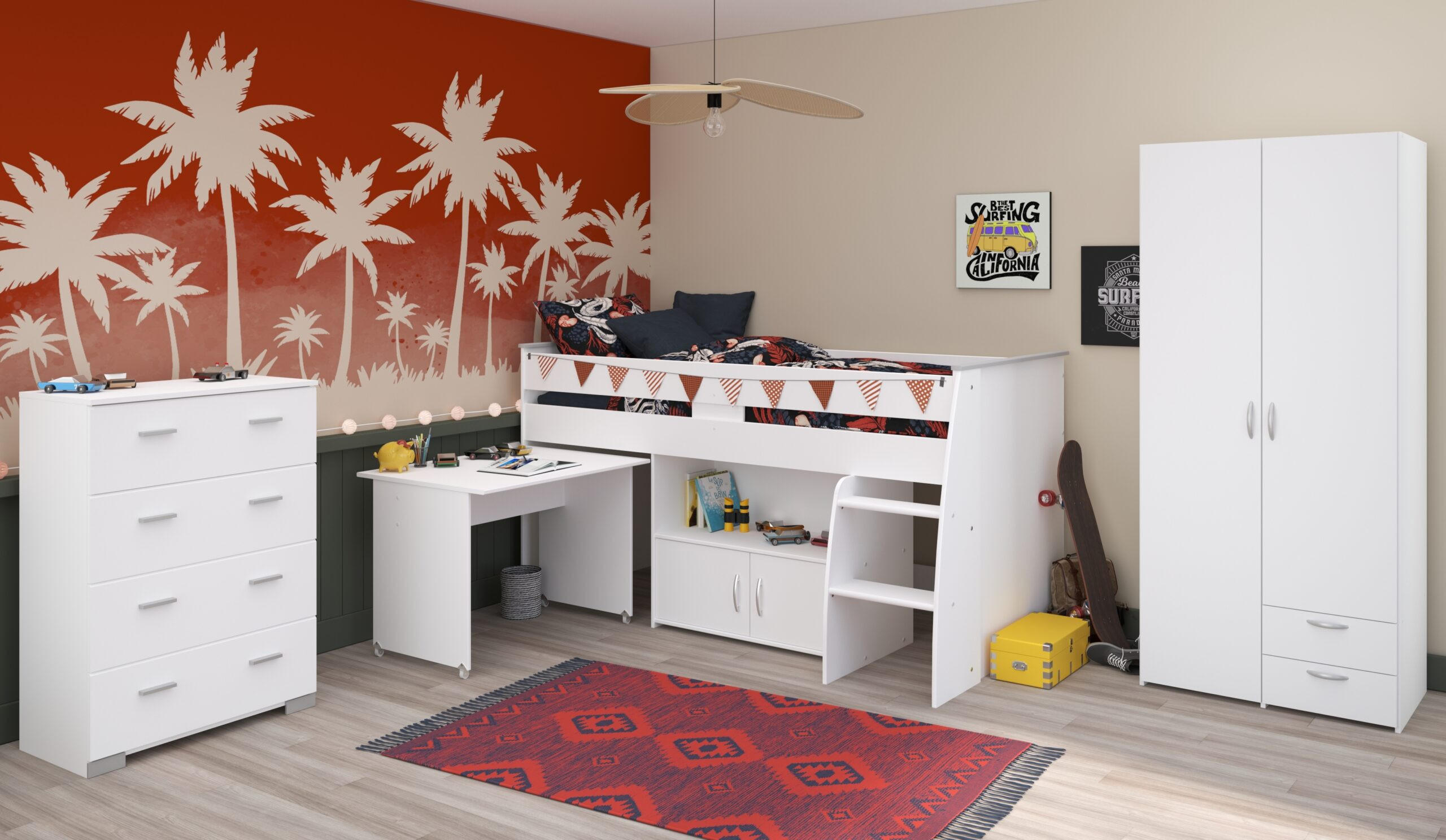 JUGENDZIMMER Reverse 11 in Weiß 3 teilig - Weiß, Holzwerkstoff (120/200/80cm)