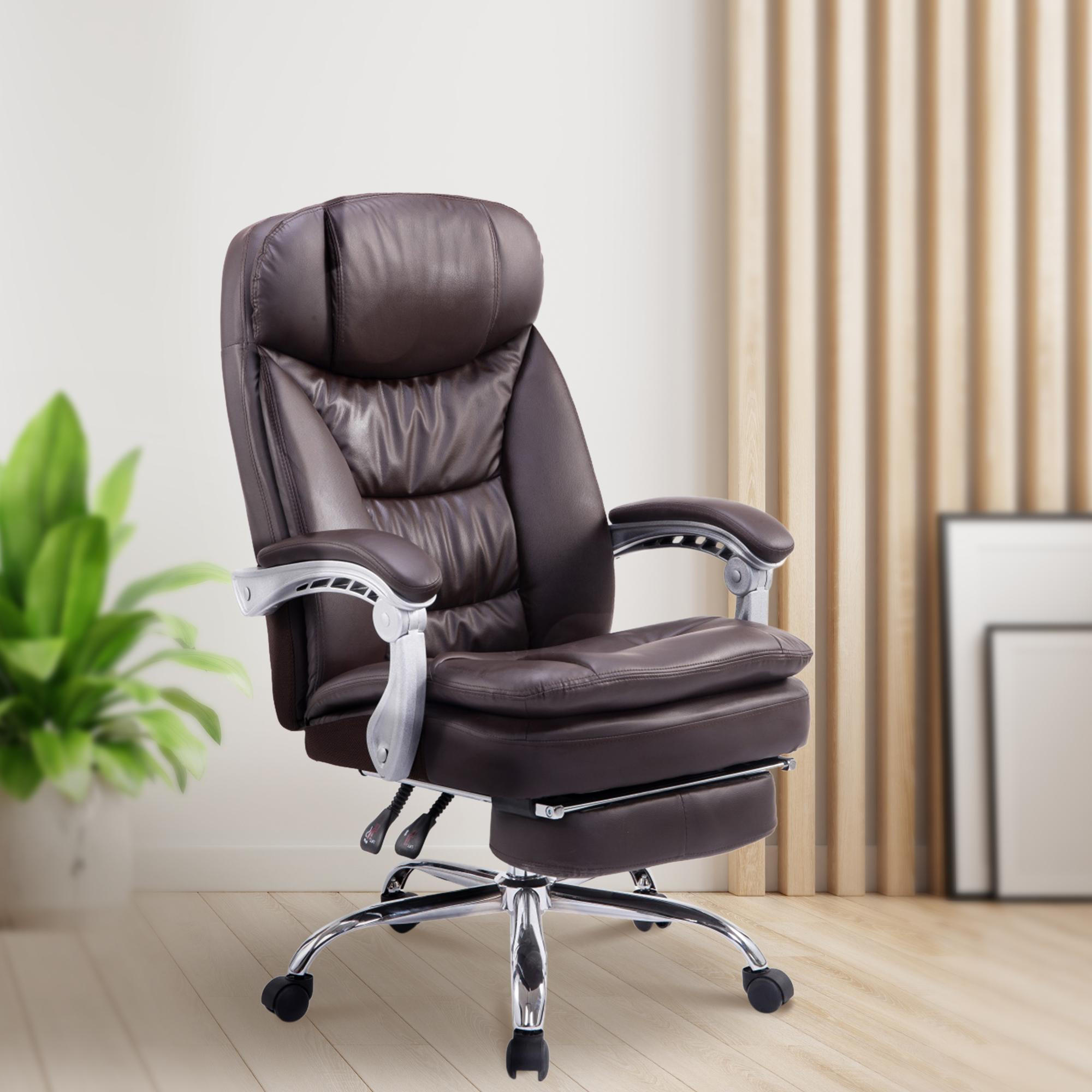 CHEFSESSEL Lederlook Braun - Chromfarben/Braun, Textil/Metall (67/112/67cm) - CLP