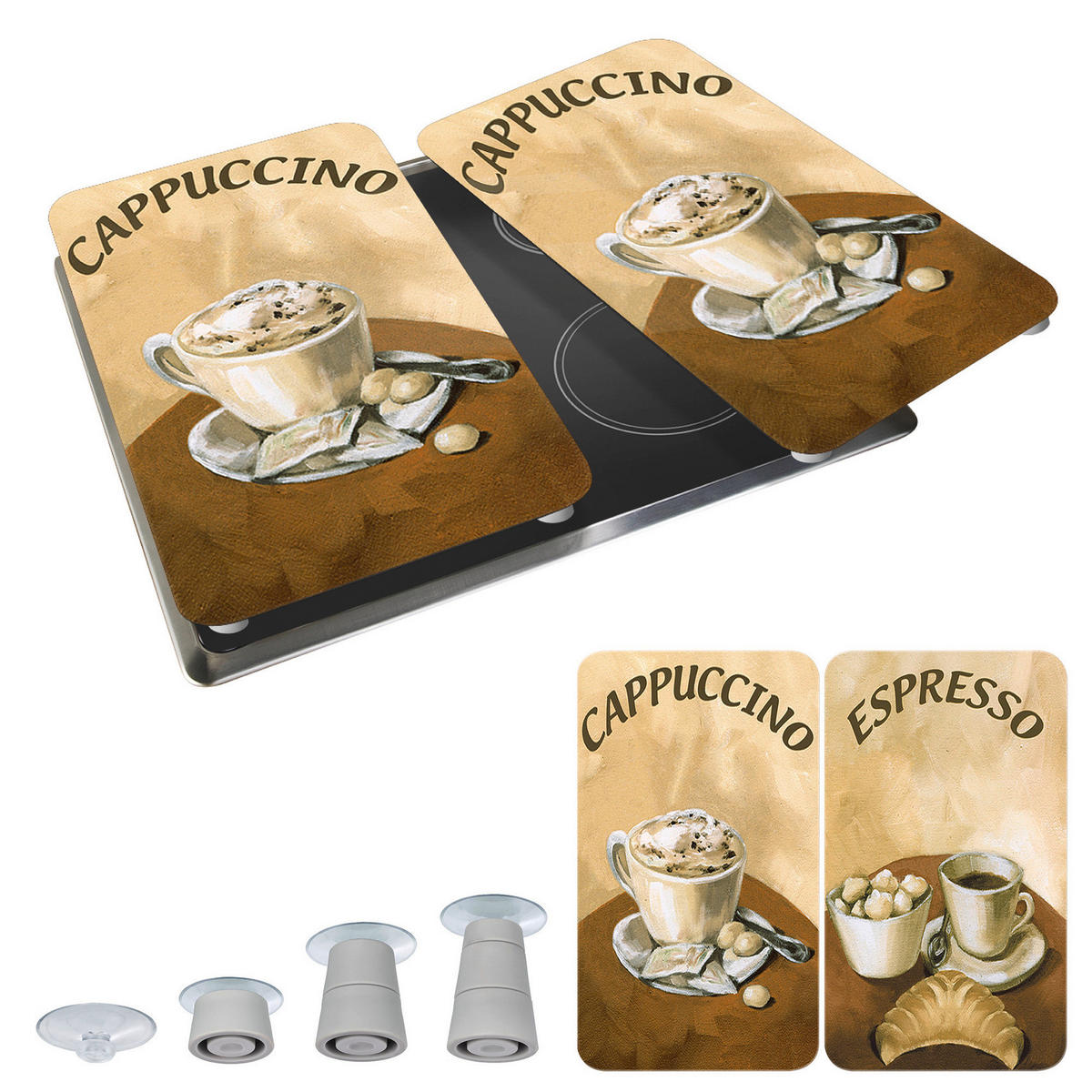 GLASPLATTE für Herd - 2 Stück Coffee 52/30 cm - Braun, Glas (30/52cm) - Wenko