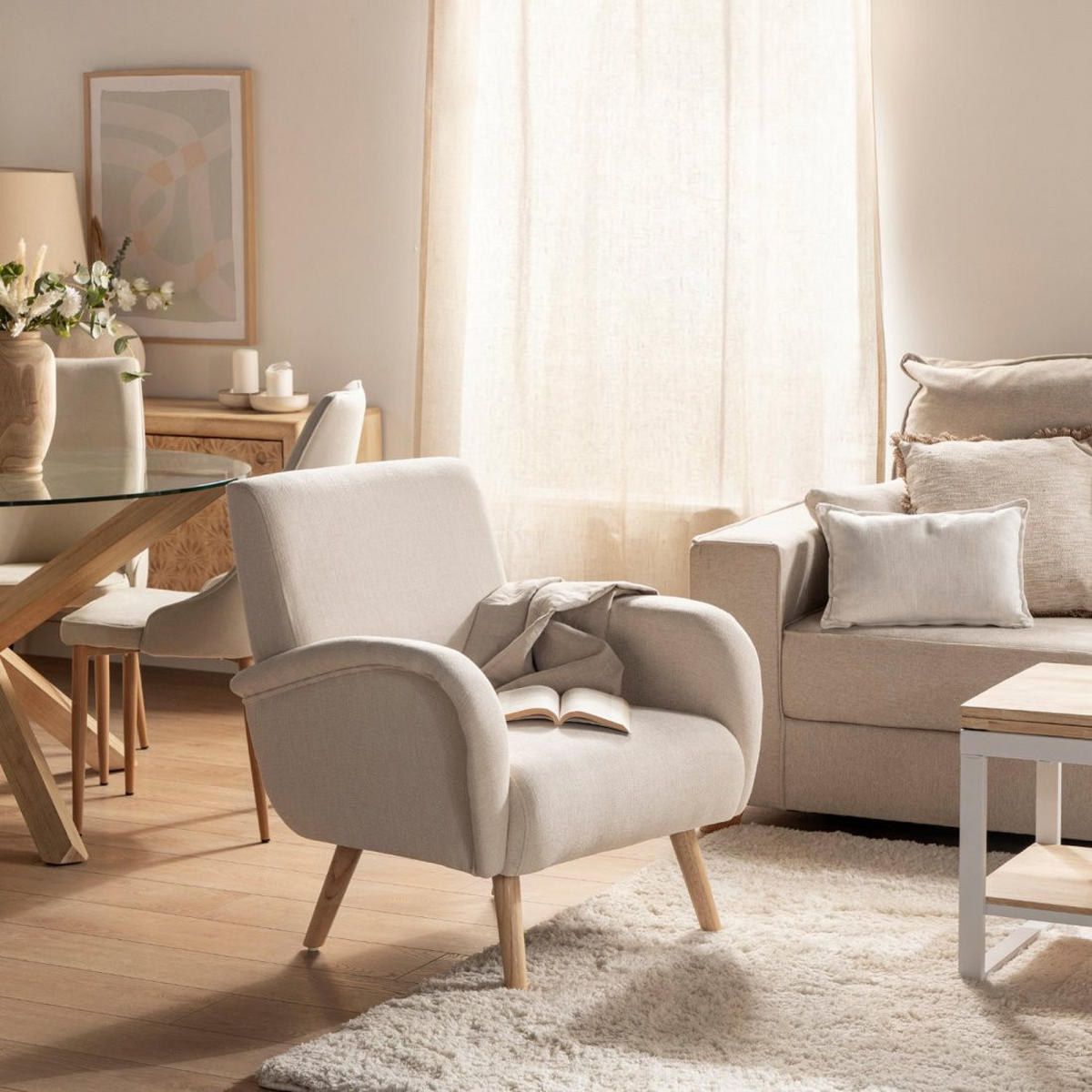 LESESESSEL Iraida Beige 73 cm x 82 cm - Beige, Textil (73/82/74cm) - Klast Home