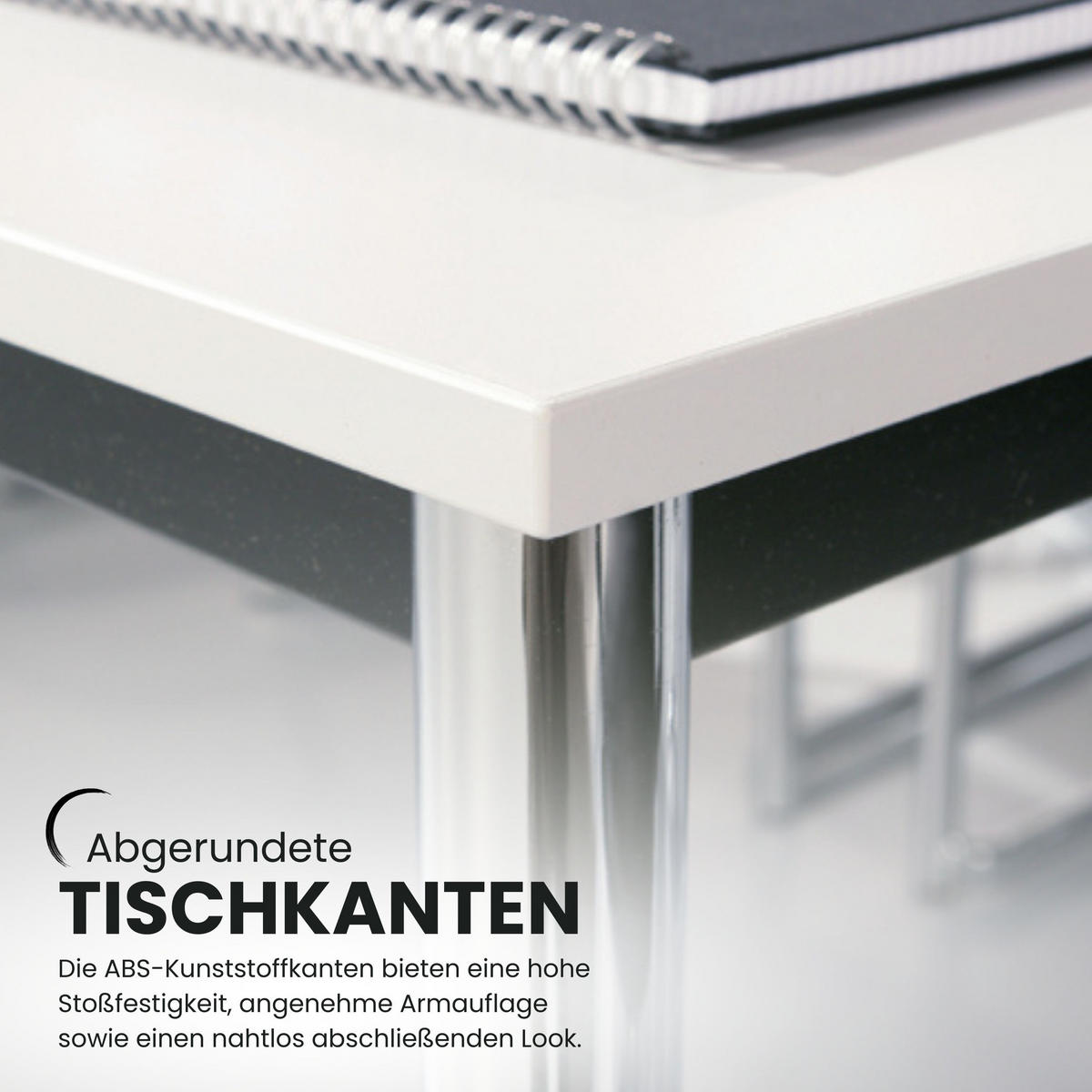 BESPRECHUNGSTISCH Serie-D 80/160/72 cm in Weiß/Rundrohr schwarz - Schwarz/Weiß, Holzwerkstoff (80/160/72cm) - bümö