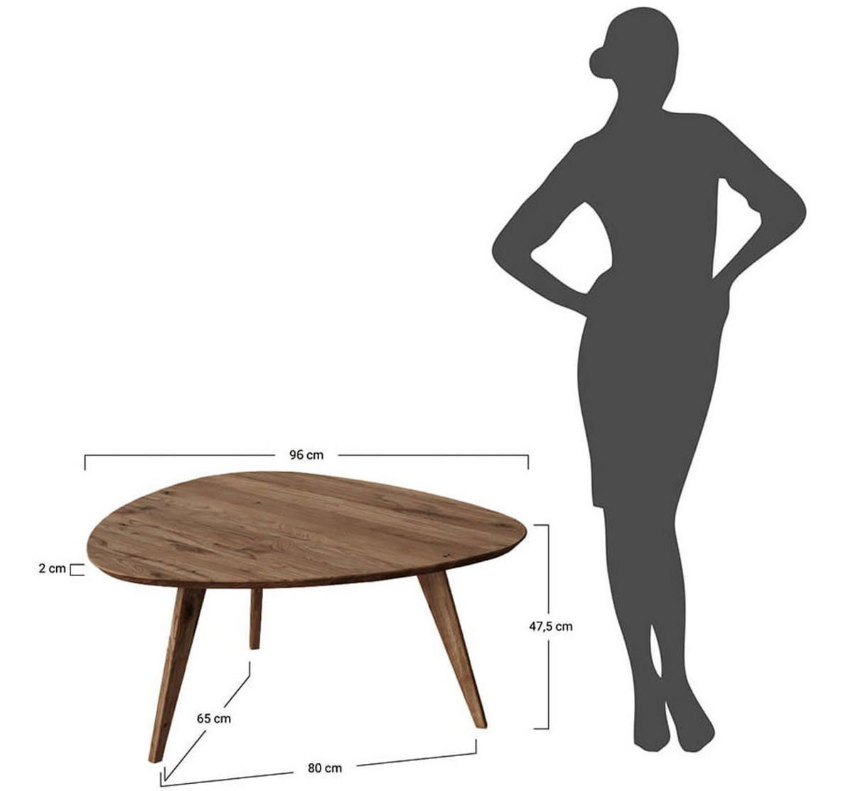 COUCHTISCH Orbetello Eiche Tabacco 96 / 95 / 50cm - Dunkelbraun, Holz (95/96/50cm) - Feldmann-Wohnen