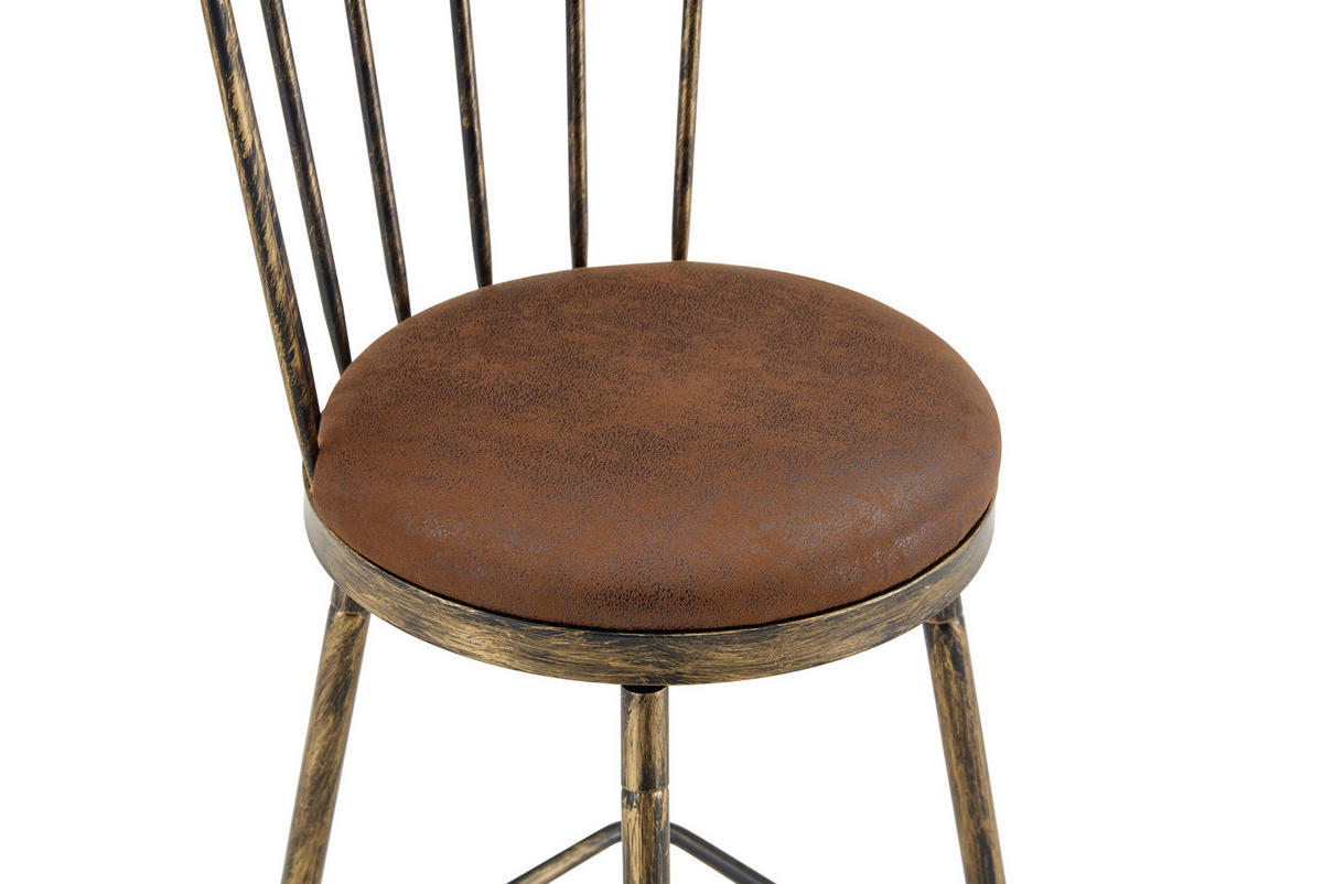 BARHOCKER Windsor-Stil gepolsterter Sitz Metall Brown - Braun, Metall (39/96/39.1cm) - Meubliv