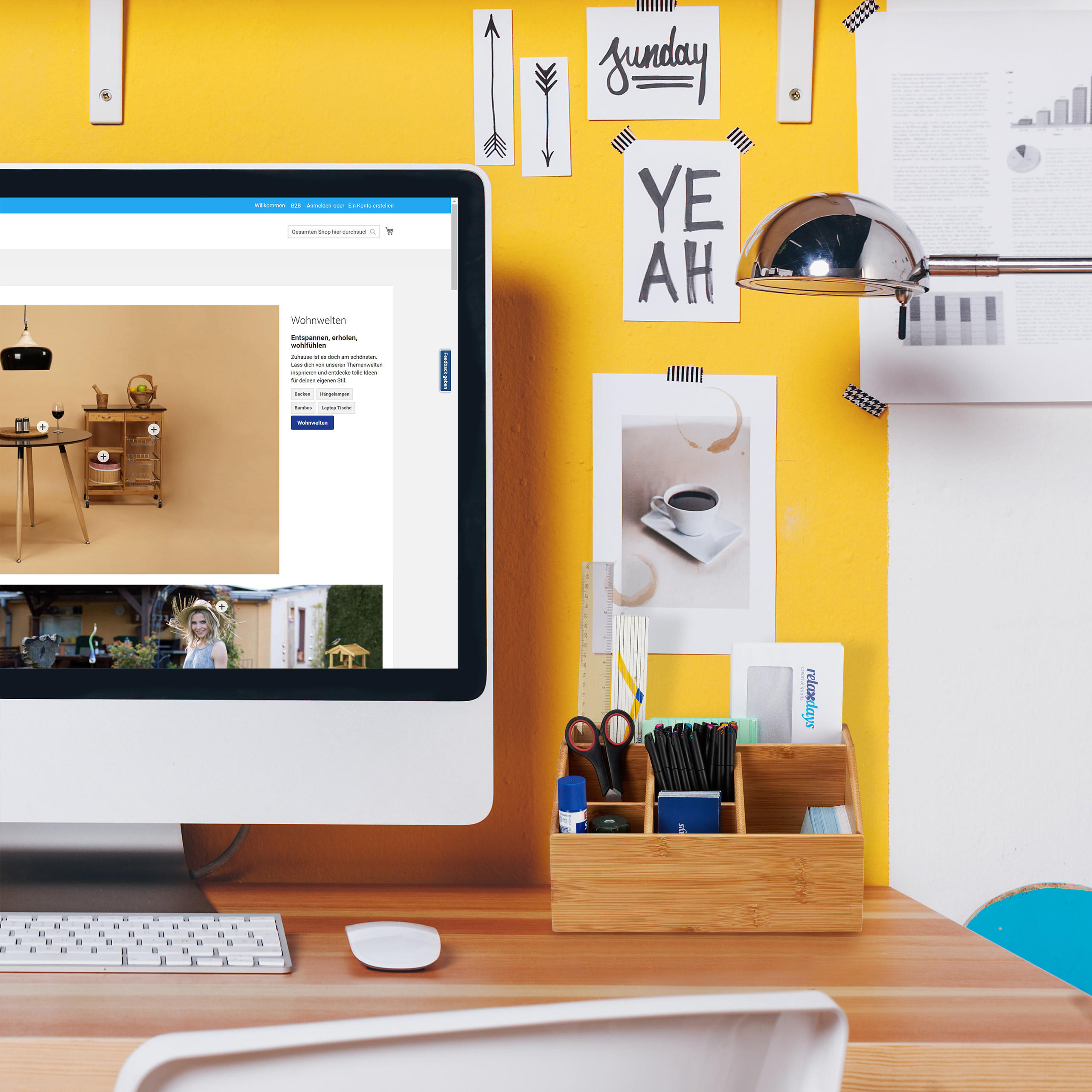 TISCHORGANIZER - Hellbraun, Holz (19.5/28/14cm) - Relaxdays