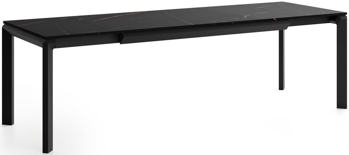 ESSTISCH Elan rechteckig ausziehbar verlängerbar mit Schwarzen Metallbeinen, Schwarz Marmor Kupfer 160-250/90/76 cm - Schwarz/Braun, Holzwerkstoff/Metall (90/250/76cm) - WFL GROUP