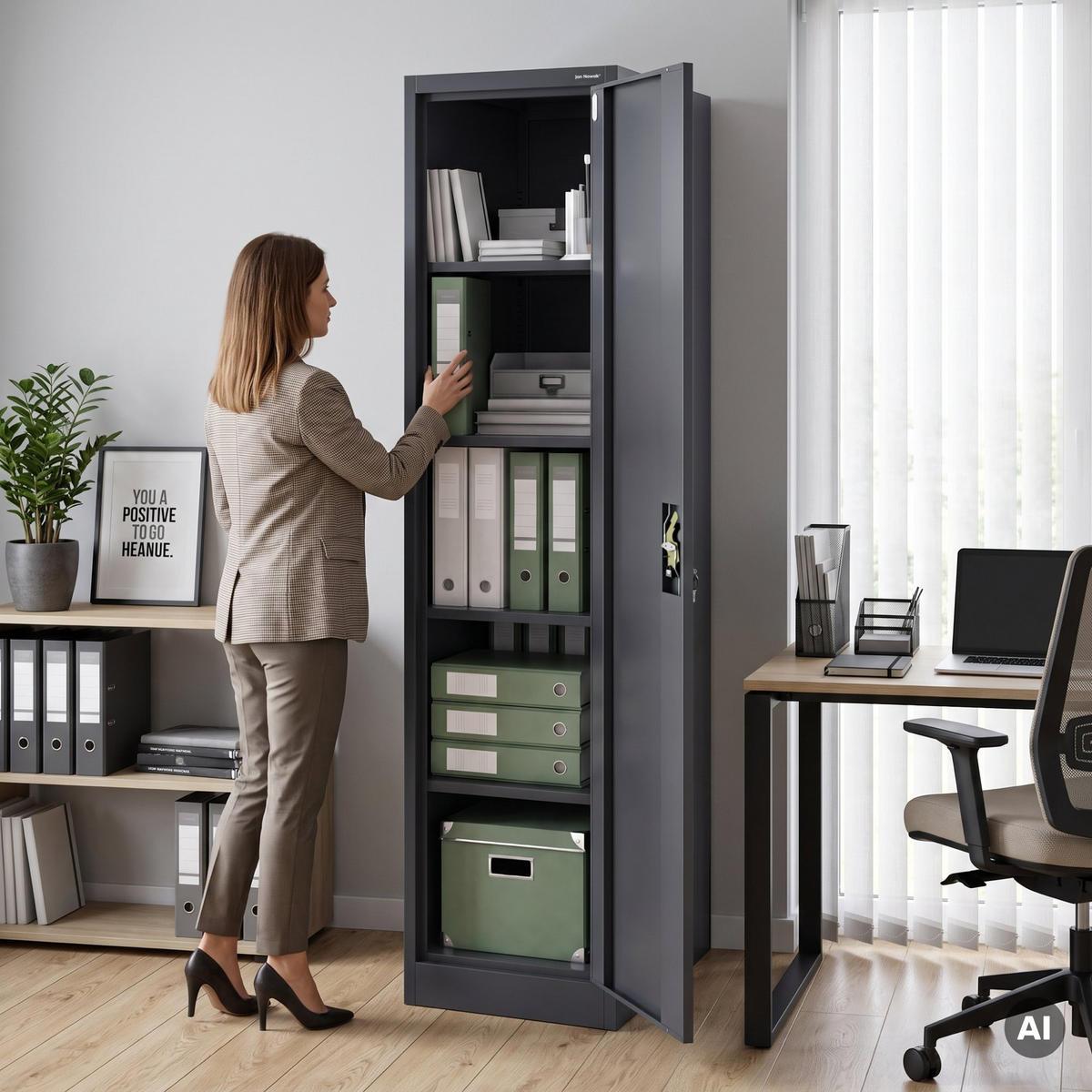 AKTENSCHRANK ALEX D600 - Anthrazit, Metall (45/185/60cm) - Jan Nowak
