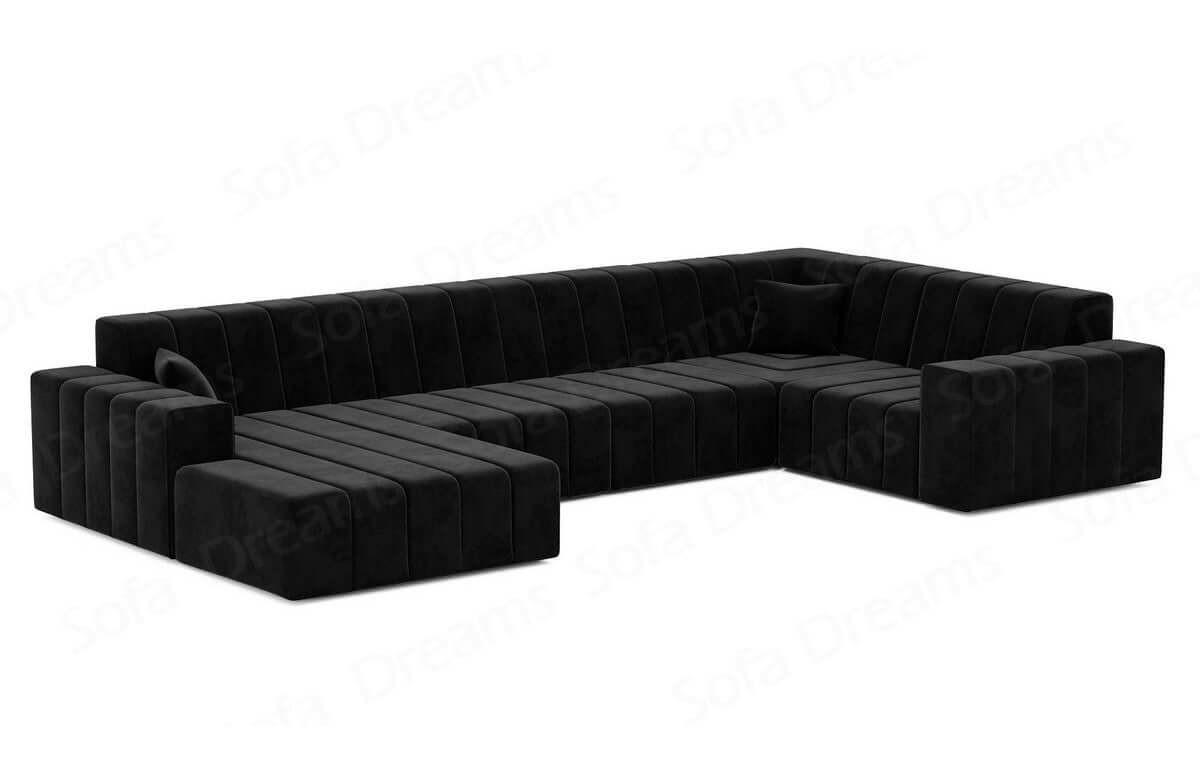 WOHNLANDSCHAFT Astra Schwarz Samtstoff - Schwarz, Kunststoff (326/73/186cm)