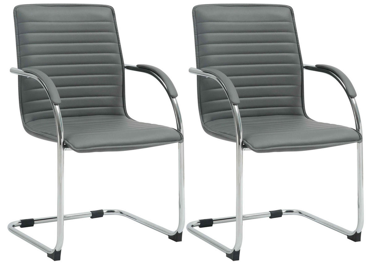 SCHWINGSTUHL 2er Set Lederlook Grau - Grau, Textil/Metall (56/95/60cm) - CLP