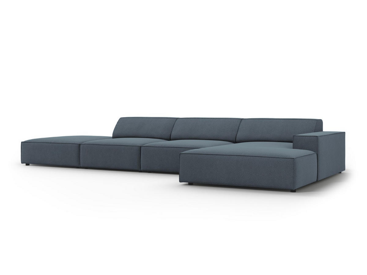 ECKSOFA rechts Jodie aus strukturiertem Stoff blau 5 Sitzplätze - Blau, Textil (166/341cm) - Micadoni
