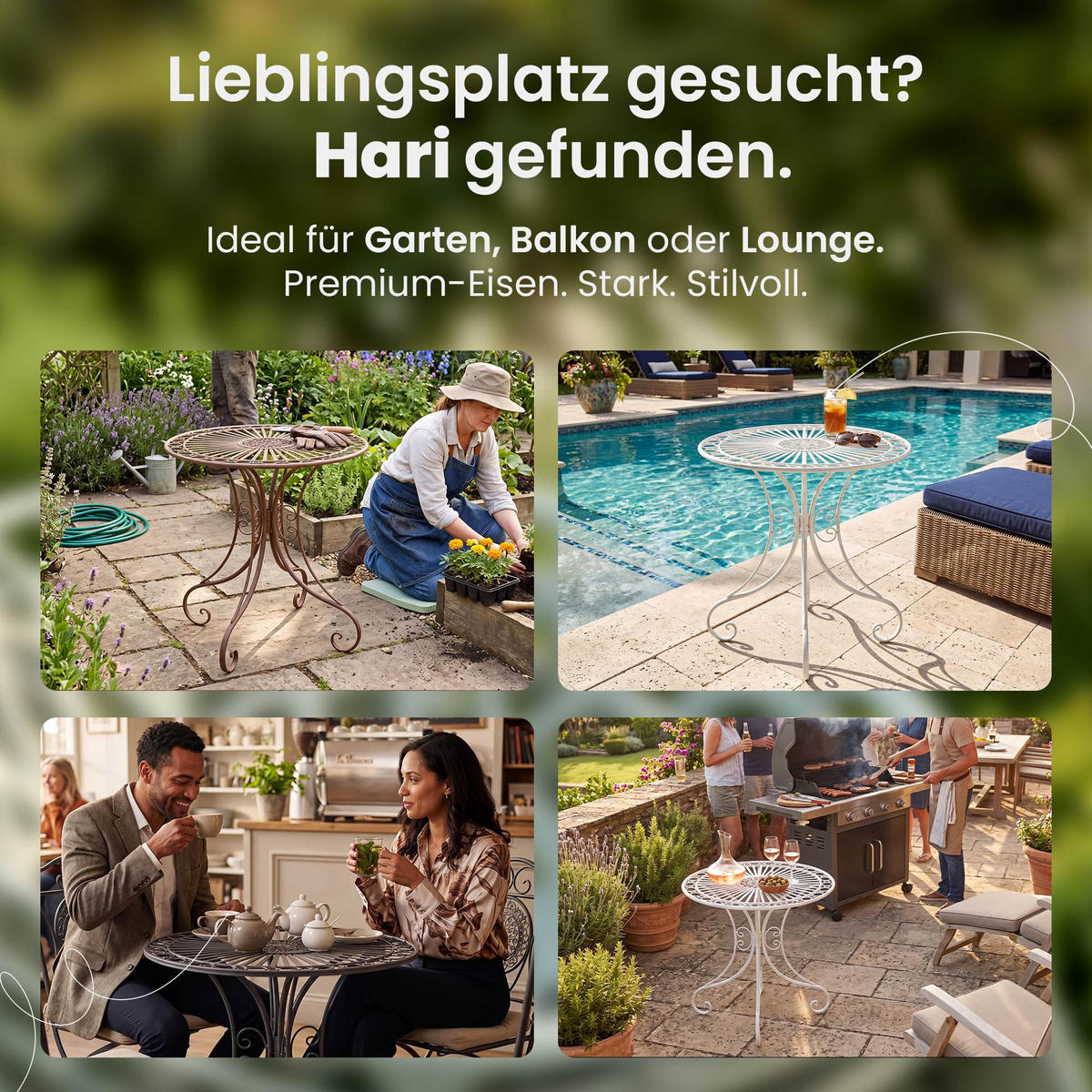 GARTENTISCH rund Ø70 cm Metall Bronze - Bronzefarben, Metall (70/70/73cm) - CLP