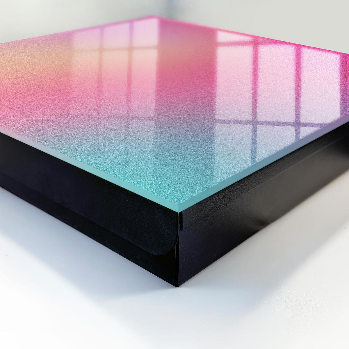 SCHLÜSSELBOX Schwarz 30x30 cm- Türöffnung nach rechts - Pastellfarbener Farbverlauf - Pink, Metall (30/30/5cm) - TULUP