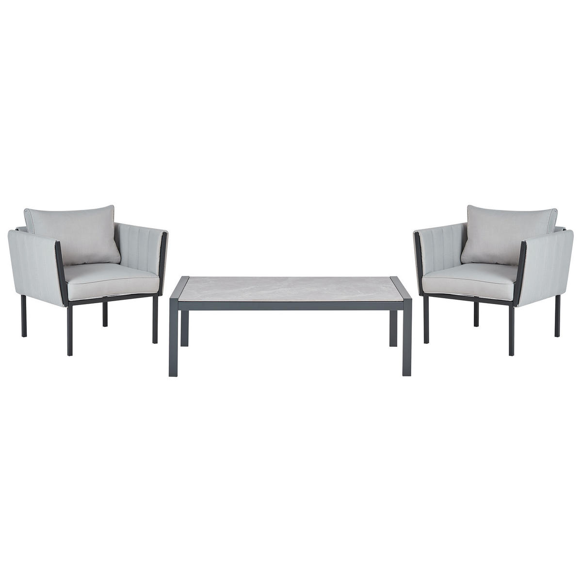 GARTENLOUNGE 5-Sitzer Grau Skala - Grau, Metall - Beliani