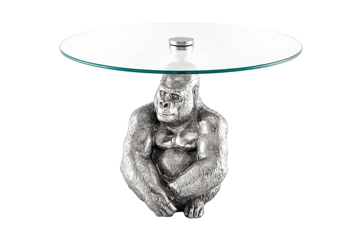 COUCHTISCH KONG Sicherheitsglas rund Transparent 60cm - Transparent/Silberfarben, Glas/Metall (60/60/43cm) - riess-ambiente